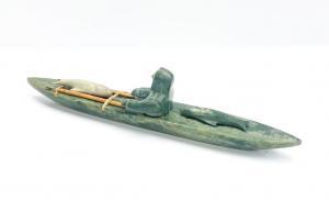 KILIKAVIOYAK Dick 1906-1982,Hunter and Kayak,Lando Art Auction CA 2022-02-13