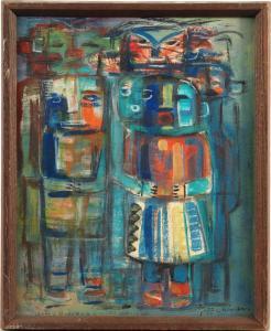 KIMBALL Yeffe 1914-1978,Kachinas,oil on canvas, signed and inscribed "Yeff,Millea Bros US 2007-05-06