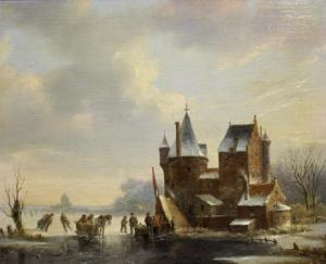 KIMMEL Cornelis 1804-1877,Kasteel bij een bevroren vaart,Venduehuis NL 2022-10-11