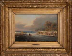 KIMMEL Cornelis 1804-1877,Payasage animé de lac gelé,Delorme-Collin-Bocage FR 2022-02-06