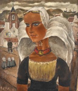 KIMPE Raymond Jozef Peter 1885-1970,Girl from Zeeland in Zoutelande,1937,Zeeuws NL 2023-06-06