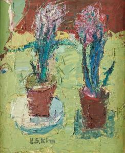 KIMSOU Kim Heung Sou 1919-2014,Vases de fleurs,1955,Osenat FR 2024-03-24