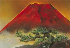 KIMURA Keigo 1944,Red Mt. Fuji,Mainichi Auction JP 2023-09-07