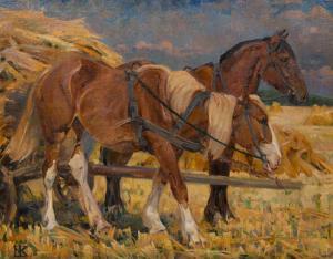 KINCH Helvig Agnete 1872-1956,Working Horses,Mallams GB 2021-07-19