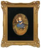 KINDERMANN Adolph Dietrich 1823-1892,Porträt eines sitzenden Mädchens mit Erdbeeren am,1856,Schloss 2020-02-29