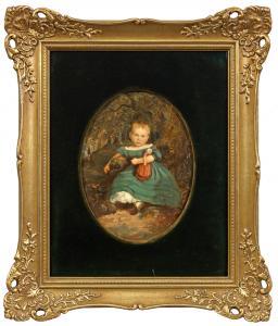 KINDERMANN Adolph Dietrich,Porträt eines sitzenden Mädchens mit Puppe,1855,Schloss 2018-09-01