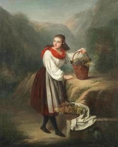 KINDT Marie Adelaide,A girl with two baskets of grapes in a mountainous,1841,Bonhams 2019-03-20