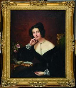 KINDT Marie Adelaide 1804-1884,Jeune femme accoudée à une console,1837,Etienne de Baecque 2019-11-18