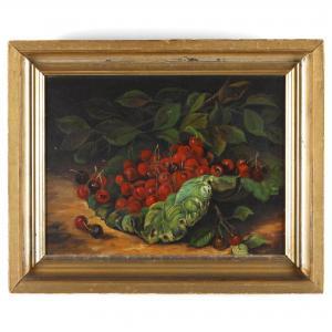 KING Albert F 1854-1945,Still Life of Cherries in a Cabbage Leaf,Leland Little US 2021-08-05