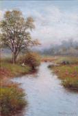 KING ALICE 1891-1940,Tranquil river and footbridge in summer,1907,Mallams GB 2012-01-19