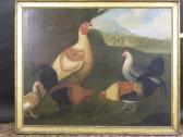 King ANDREW 1956,POULTRY IN LANDSCAPE WITH A NORFOLK TOWN BEYOND,Sworders GB 2008-09-24