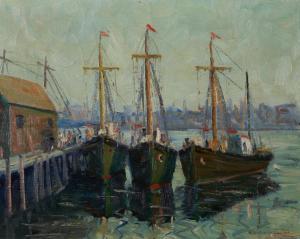 KING BURNS Maurice 1895-1943,Fishing Boats at a Pier, Rockport,Skinner US 2023-05-24