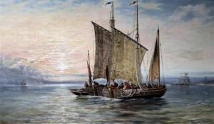 KING Elisa Margaret 1845,Calais fishing boats on a calm sea,1892,Gorringes GB 2010-03-24