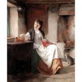 KING Haynes 1831-1904,SEWING BY THE FIRESIDE,1873,Sotheby's GB 2005-10-12
