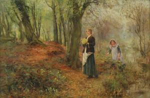 KING Henry John Yeend 1855-1924,Picking Flowers in the Forest,Tiroche IL 2024-02-04