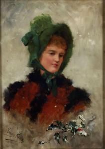 KING Henry John Yeend 1855-1924,Ritratto femminile con cuffia verde,Cambi IT 2024-02-29