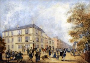 KING J.R,Town scene with numerous figures,1843,Biddle and Webb GB 2013-07-05