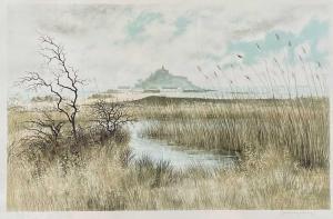 KING Jeremy 1933-2020,Marazion Marshes with St Michaels Mount,David Lay GB 2024-01-07