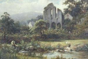 KING William J 1828,A Mother and Child with a Dog on a Path, Castle Ruins Beyond,Halls GB 2013-10-23