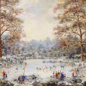 KINGSFORD Wilfred 1900,ice skaters in a winter landscape,1977,Burstow and Hewett GB 2019-10-16