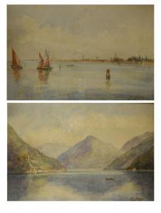 KINGSTON Thomas 1863-1929,Italian lake scene and coastal/lagoon scene,Clevedon Salerooms 2019-01-03