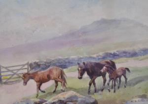 KINGWELL Mabel Augusta 1890-1924,ponies on Dartmoor,1923,Burstow and Hewett GB 2011-03-23