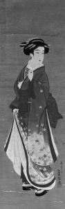 Kinkoko,Bijin in Kimono mit Ahornblatt-Muster und Familienwappen,19th century,Lempertz DE 2007-12-07