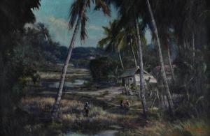 KINSEN Kichigoro Mori 1888-1959,Kampong view Central Java,1954,Bertolami Fine Arts IT 2018-04-19