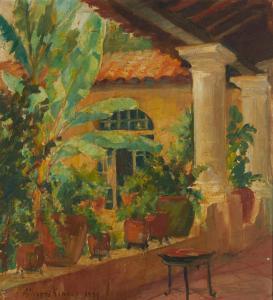 KINSEY Alberta 1875-1952,Veranda with plants,1929,John Moran Auctioneers US 2023-12-06