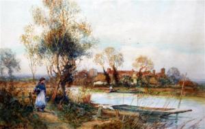 KINSLEY Albert 1852-1945,Woman on a riverbank,Gorringes GB 2015-12-10