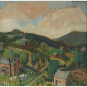 KINSMAN WATERS Ray 1887-1962,Town on a Hill,1943,Treadway US 2015-06-06