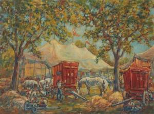 KINSTLER Everett Raymond 1926-2019,The Horse Tents, Ringling Bros.,John Moran Auctioneers 2021-07-13