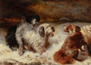 KIOERBOE Carl Fredrik 1799-1876,Two Dogs Confronting a Fox,William Doyle US 2022-10-20