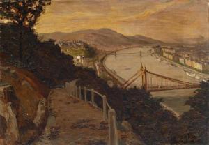 KIRALYFALVI KRAFT Karoly 1879-1964,View of Budapest,1919,Palais Dorotheum AT 2012-12-11