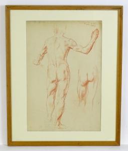 KIRBY Josh 1928-2001,male nude with his hands against a wall,1945,Claydon Auctioneers UK 2023-12-30