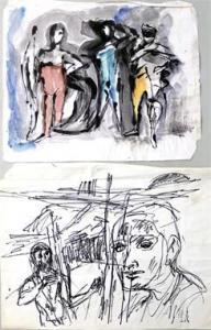 kirchberger hermann 1905-1983,Zwei Arbeiten mit figürlichen Darstellungen - ,1979,Reiner Dannenberg 2018-03-16