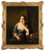 Kirchgessner Ferdinand 1850,Bildnis einer jungen Frau, nachdenklich im Lehnstu,1850,Nagel 2017-06-29