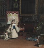 KIRCHMAYER Cherubino 1849,Leopoldine Kirchmayr and her dog,Christie's GB 2012-02-01
