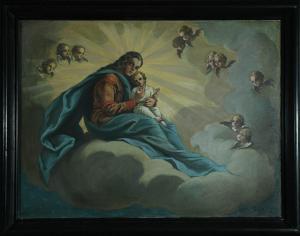 KIRCHMAYR Anton,Maria mit dem Jesuskind auf Wolken umgeben von Eng,1944,Allgauer 2021-05-06