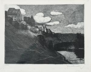 KIRCHNER Eugen 1865-1938,Buildings on a river bank,1901,Woolley & Wallis GB 2021-08-24