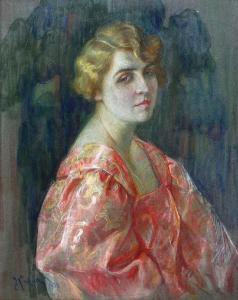KIRCHNER Józefina 1890-1931,Portret pani w różowej sukni,1929,Rempex PL 2018-04-18