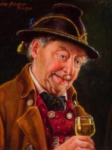 KIRCHNER Otto 1887-1960,Hombre bebiendo vino,Duran Subastas ES 2022-06-21