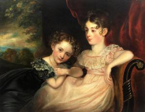 KIRKBY Thomas 1796-1847,Portrait of Theodosia and Joanna Wren, seated befo,1824,Bonhams 2024-04-10