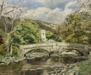 KIRKHAM Thomas Lesley 1918-1986,River Landscape with Bridge and Churc,Duggleby Stephenson (of York) 2024-02-02