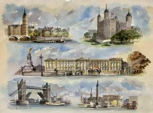 KIRKPATRICK Alan,Montage of London buildings, Big Ben, Tower of Lon,Rogers Jones & Co 2023-04-25