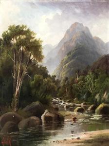KIRKWOOD Henry William 1854-1925,Mātakitaki River, Nelson,International Art Centre NZ 2023-04-19