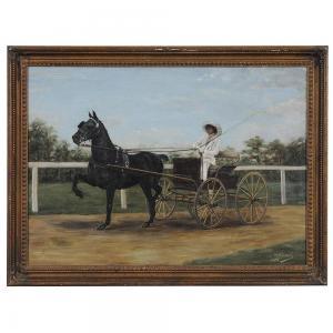 KIRMSE Marguerite 1885-1954,Hackney Pulling a Carriage on a Track,1913,Brunk Auctions US 2017-07-22