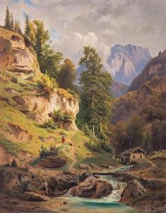 KIRNIG Alois 1840-1911,Alpesi táj vándorral,1860,Nagyhazi galeria HU 2021-06-08