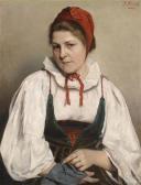 KIRSCH Johanna 1856,Young maiden knitting,1889,Palais Dorotheum AT 2011-09-22
