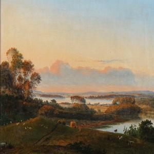 KIRSCHOU F.C 1805-1891,View from Nakkeb�lle near Faarborg, Denmark,Bruun Rasmussen DK 2015-12-07